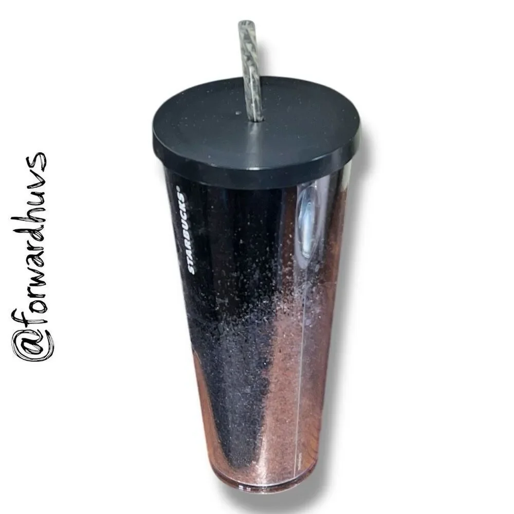 2019 Black and Glittering Silver Venti 24 Ounce Tumbler With Replacement Straw